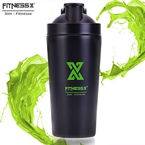 PLC020 - Coctelera de proteínas de 550 ml, de Acero Inoxidable, para Hacer Deporte, para Fitness, proteína y proteínas Vaso templado