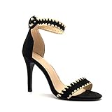  Angkorly - Zapatillas Moda Tacón escarpín Sandalias Stiletto Tacones Altos Sexy Mujer Bordado Hebilla Tacón de Aguja Alto 9 CM - Negro FB-86 T 37