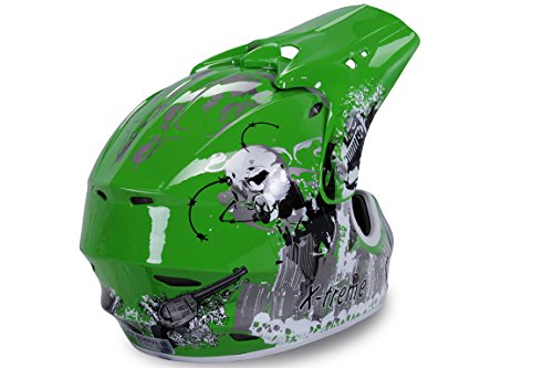 Motorradhelm Kinder Cross Helme Sturzhelm Schutzhelm Helm für Motorrad Kinderquad und Crossbike Modell Design 2015 in grün (Medium)