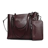  Kata Damen Vintage echtes Leder Handtasche Schultertasche Elegante Umhängetasche (Rot)