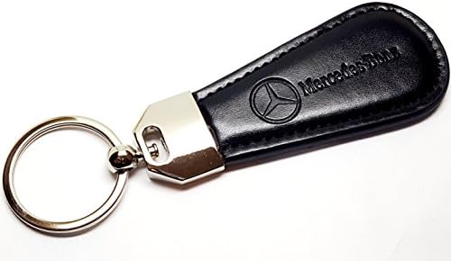 Mercedes Benz Car Logo Genuine Leather Keyring with Gift Pouch [LR]