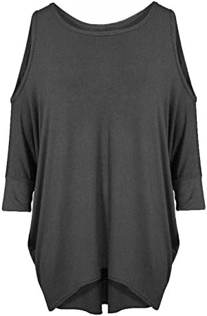 Womens Ladies Cold Shoulder Batwing Top Cut Shoulder Tunic Loose Baggy Oversize (24-26, Charcoal)