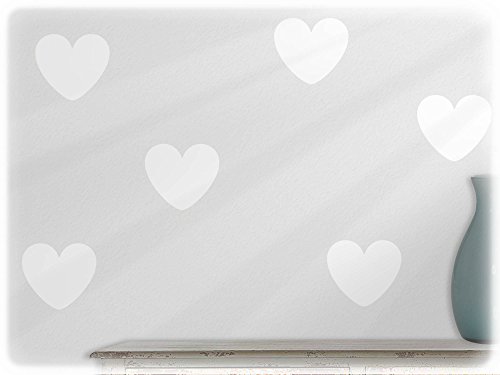 Preisvergleich Produktbild wandfabrik - Wandtattoo - 6 hochwertige Herzen in weiß