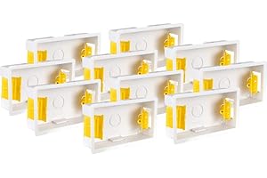 Appleby 10x Pack Single 2-Gang 35mm Dry-Lining Back Box Electrical Wall Knockout Recessed Flush Mount Deep Pattress Partition Walls Switches Sockets Fused Spur Euro Module Faceplates - Yellow