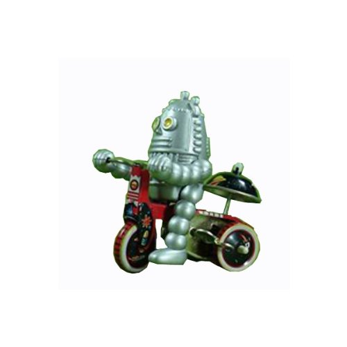 Jesters toys & games Retro musical Tin Toy Baby Robot on bike mechanical clockwork retro tin toy replica