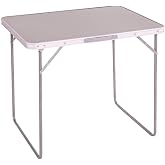 Folding Camping and Beach Table, 80 x 60 x 70 cm, Portable Picnic Table with Transport Handle, Steel Folding Legs, MDF Wood L