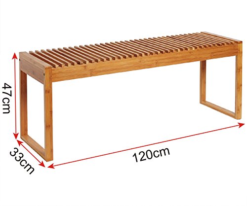WOLTU Bambusbank Sitzbank Gartenbank Balkonbank aus hochwertigem Bambus ca.47 x 120 x 33 cm BH39br-1-a - 2