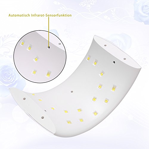 ACEVIVI Nageltrockner Nagellacktrockner Nail Dryer UV-Nagellampe Lichthärtegerät Lichthärtungsgerät LED Infrarot Sensor Wiederaufladbar für Shellac und Gelnagellack mit Timer(10s), Weiß - 4