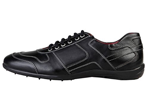 Versace V 1969 Theo Low Top - Zapatillas Deportivas de Piel para Hombre, Color Negro, Talla 45 (Siehe Artikelbeschreibung)