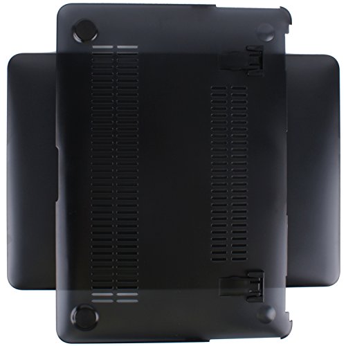 LIANG Matte Gummierte Harte Schutzhülle mit Kickstand Ständer für Macbook Air 13 Hülle Cover Tasche Silicon Case Shell Hard Plastik mattiert SchutzTasche + tpu Tastatur-Schutzfolie(Schwarz,MacBook Air 13 A1369 / A1466),Schwarz - 3