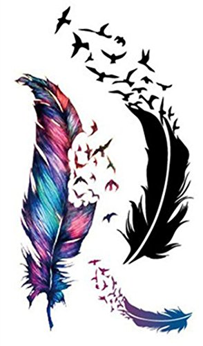 LHWY Fashion Body Art Removable Waterproof Colorful Temporary Tattoo DIY 3D Feather Sticker