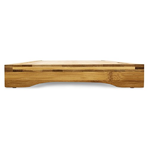 Relaxdays Schneidebrett Bambus HxBxT: ca. 4,5 x 52 x 29 cm großes und robustes Holzbrett Küchenbrett mit Saftrinne Schneidunterlage aus Holz zum Tranchieren als Servierbrett und Herdabdeckung, natur - 4