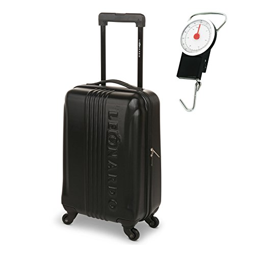 Preisvergleich Produktbild Leonardo Koffer Schwarz & Kofferwaage Reisegepäck Trolley Handgepäck Hardschale Boardcase
