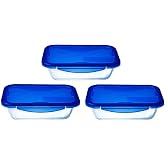 Pyrex Cook &amp; Go 3 x 0.8 Litre Rectangular Lunchbox