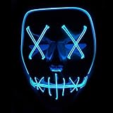  HIGHTec - Máscara de Halloween con luz LED, máscara de Calavera de Terror Que Brilla en la Oscuridad, máscara de Alambre para Cosplay, máscaras, Fiestas, Festivales, Halloween, Color Azul