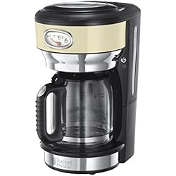 Russell Hobbs 21702-56 Machine à Café, Cafetière Filtre 1,25L Retro 1000W, Rapide, Plaque Chaude, Design Vintage - Crème