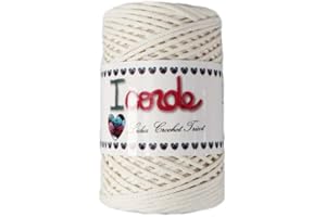 LIDIA CROCHET TRICOT I-corde - hilo cuerda macramé 100% algodón reciclado, hilo de tejer, hilo de ganchillo (240/260 gr/ovillo ; 23 colores) (empresa española/envío desde España) (16)