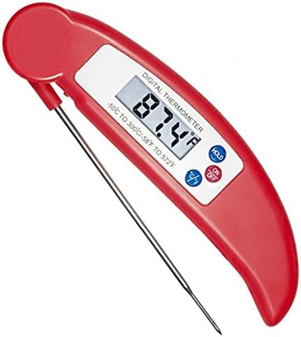 Minifamily® Digital Instant Read Food Thermometer Candy / Meat Thermometer With Probe For Kitchen Cooking, BBQ, Poultry, Grill --- [Foldable, Fast &amp; Auto On/Off] - Red