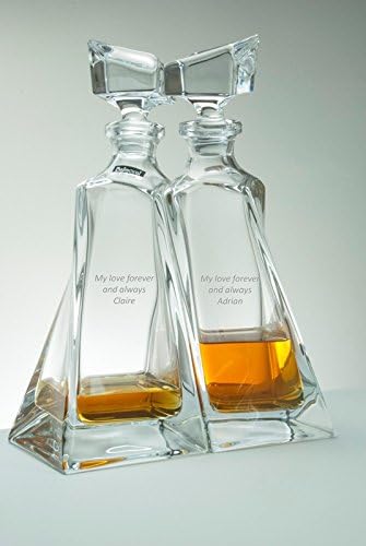 Diamond Engraved Pair of Lovers Decanters With Personalised Inscriptions