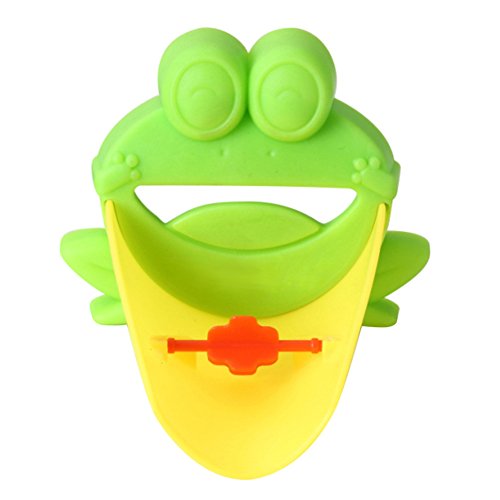 Demiawaking Süß Wasserhahn Verlängerung Extender für Kinder Baby Hände waschen Badezimmer-Cartoon Frosch Design (Grün) - 2