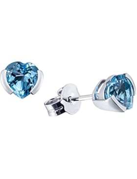 Goldmaid Damen-Ohrstecker Herz 375 Weißgold hellblauer Topas