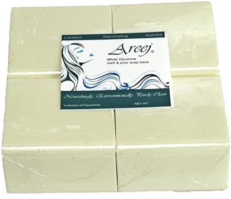 Areej Hypo-Allergenic Biodegradable White Glycerin Soap Base made with 100% Pure Natural Glycerin - 5 Pounds by Flavortools