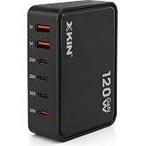 &Ccedil;eşithane 120W GaN &Ccedil;oklu Şarj İstasyonu &ndash; 6 Port USB-C PD & QC Hızlı Şarj Adapt&ouml;r&uuml;, Masa&uuml;st&uuml; Laptop & Telefon Şarj Cihazı (Ay