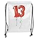 Produktbild Trsdshorts Drawstring Backpacks Bags,13th Birthday Decorations,Red Ballons with Swirled Ribbons Number Thirteen Celebration,Red Green Blue Soft Satin,5 Liter Capacity,Adjustable String Closur