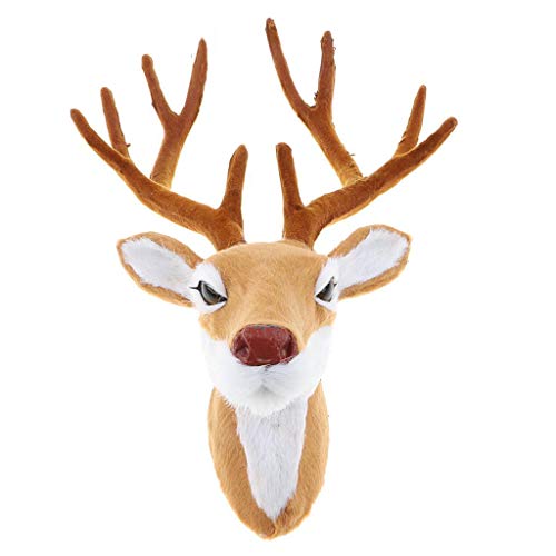 BLWX - Decoración de la Pared - Modelo de Cabeza de Ciervo de Peluche Realista, Animal de Piel sintética Colgante de Pared Decoración Adornos para Fiestas de Navidad en casa Escultura en la Pared
