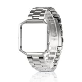 Wearlizer Kompatibel Fitbit Blaze Armband mit Rahmen, Edelstahl Strap Ersatzarmband Band für Fitbit Blaze Armband Herren Damen