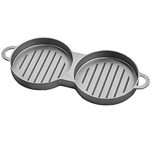 Doppel Hamburgerpresse Set Hamburger Maker Form 2 tlg. mit Holz Griff aus Aluminum Antihaft BBQ - 4