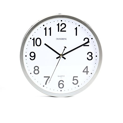 Tosnail Wanduhr ohne Tickgeräusche, 30*30*4cm (Silber)