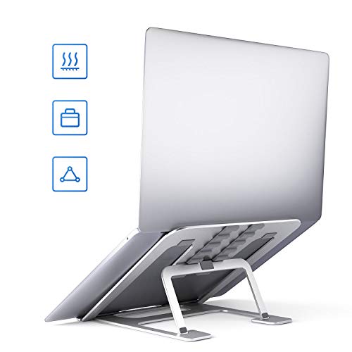 SAVFY Supporto Pc Portatile - Supporto Notebook 12-15 inch per PC/iPad/Surface/Phone, Lega di Alluminio, Pieghevole con?Regolabili in 6 Altezza?può Essere Usato per Ricette E Libri (Argento)