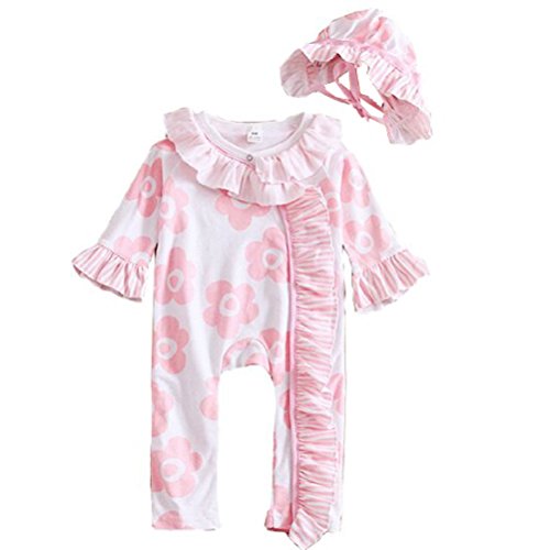 Donalworld Baby Girl Romper Cap Set Infant Newborn Jumpsuit Clothing Pattern1 12M