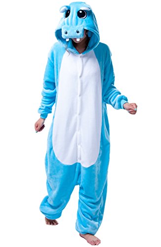KiKa Monkey Flanella Costumi animali adulti Tutina Cosplay Pigiama (M, ippopotamo)