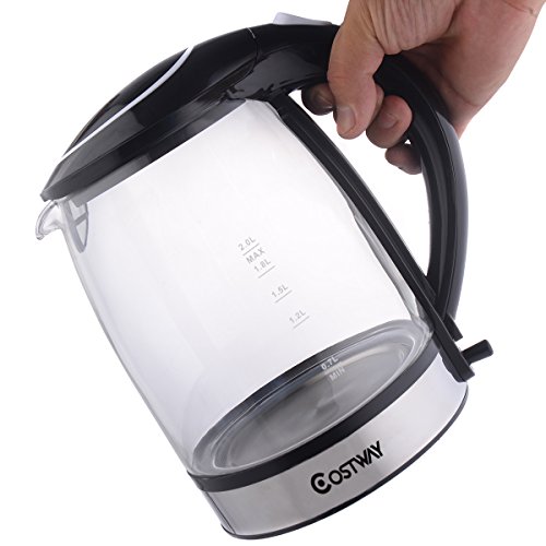 Costway Wasserkocher Teekocher Glas/Edelstahl mit LED-Beleuchtung(2L, 2200W) - 4