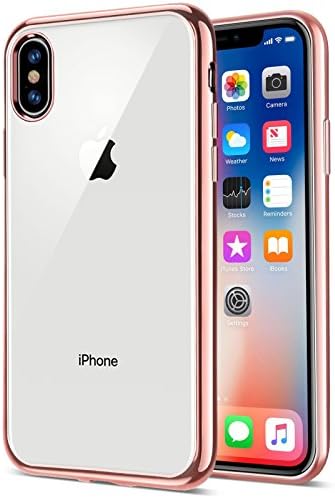 iPhone X Rose Gold Case, Clear Back Slim Fit Silicone Case and Screen Protector for iPhone X / iPhone 10 Cover [Rose Gold][5.8"], CaseTek TM