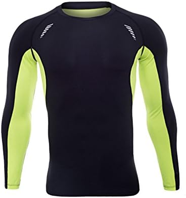 Men's Long Sleeve Sports Breathable Quick Dry Running Training T-Shirts Tee Tops Yellow S