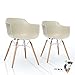 Produktbild 2er Set LTD83 Esszimmer Stühle Beige Kunstoff Designer Schalenstuhl mit Buche Holz Beine Metallgestell Retro Vintage Modern Klassisch Esstisch Stuhl