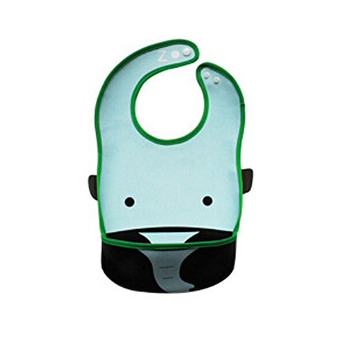 Waterproof&Leakproof Baby Bibs, Unisex,green elephant