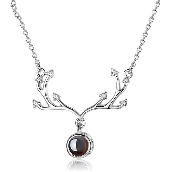 Lucky Deer Horn Projection Necklace 100 Languages I Love You