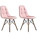 Produktbild IF.HLMF Eiffel Esszimmerstuhl in, 2er-Set- Retro Design PU Synthetic Leather Sitz -Sitzkissen Holzbeinen Stahlrahmen Kombination für Moderne Küche Dining Stuhl (Farbe : Rosa)