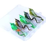 Hengjia Pack de 5 Topwater señuelos de rana cebo con caja Kit plástico artificiales cebos...