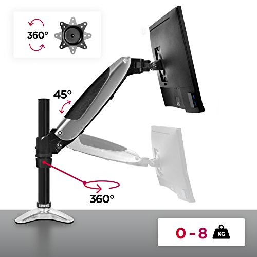 Duronic DM651X1 Monitor-Tischhalterung für einen LCD/LED Computer Bildschirme / Fernsehgeräte, mit Höhenverstellung durch Gasspannungsregelung / Neig, Schwenk und Rotierfunktion - 4