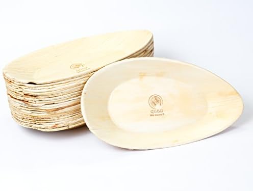Quau 25 Compostable Biodegradable Disposable Plates Palm Leaf Oval 32CMX17 CM – Palm Leaf Plate