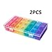 Produktbild LJXooii Pillenorganisator 3-mal täglich, tägliche Pillenschachtel, 7-Tage-Pillenetui (Morgens Mittag) - Regenbogen (2 STÜCKE)
