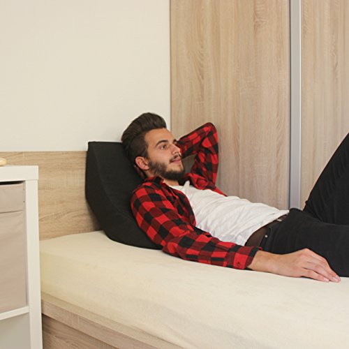 Lesekissen und Rückenstütze für optimale Sitzposition. Keilkissen, Rückenkissen, Fernsehkissen, Ergokissen, Farbe: schwarz - 5
