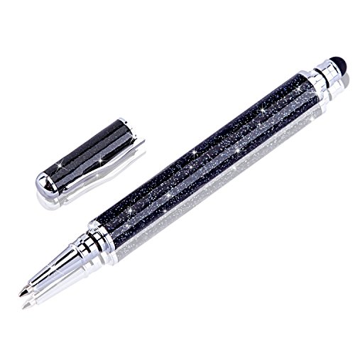 METRO 2 in 1 Eingabestift Touchstift Stylus für Tablet iPad iPhone Samsung Galaxy Tab mit 2x Kugelschreiber,2x extra Ersatzspitzen (Schwarz)