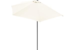Kingsleeve® Demi-Parasol Ø 270 cm crème Parasol de Balcon terrasse avec manivelle Pare-Soleil Protection Solaire UV 50+