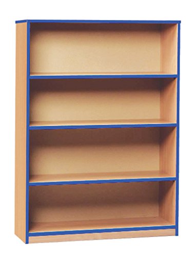 Monarch School Open Blue Edged Bookcase 1 Fixed 2 Adjustable Shelves Beech MEQ1250BBE